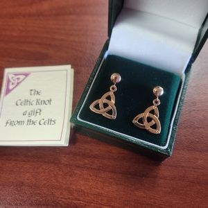New Celtic Knot JMH Ireland Made 14k Gold Earrings